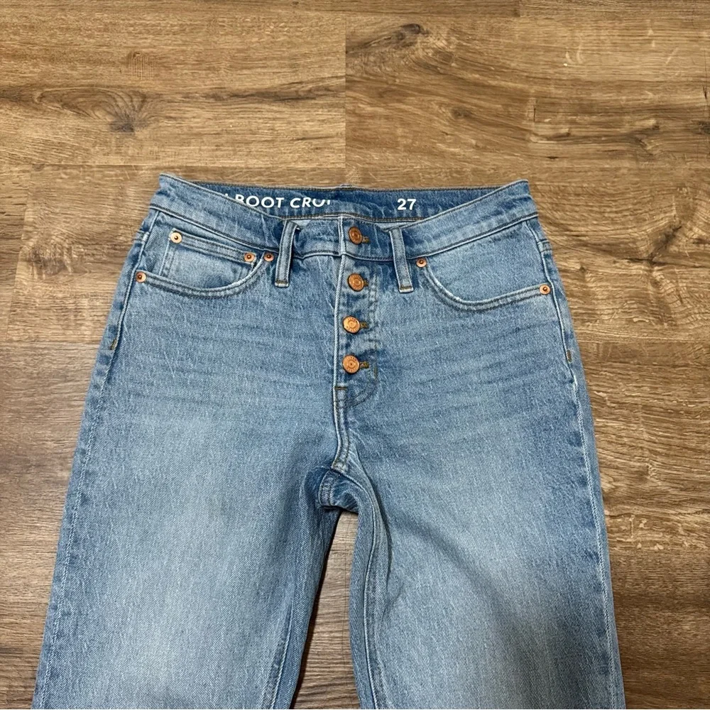 J Crew Demi Billie Boot Crop Jean in Blue Lagoon Sz 27 Spring Flare - Picture 3 of 7